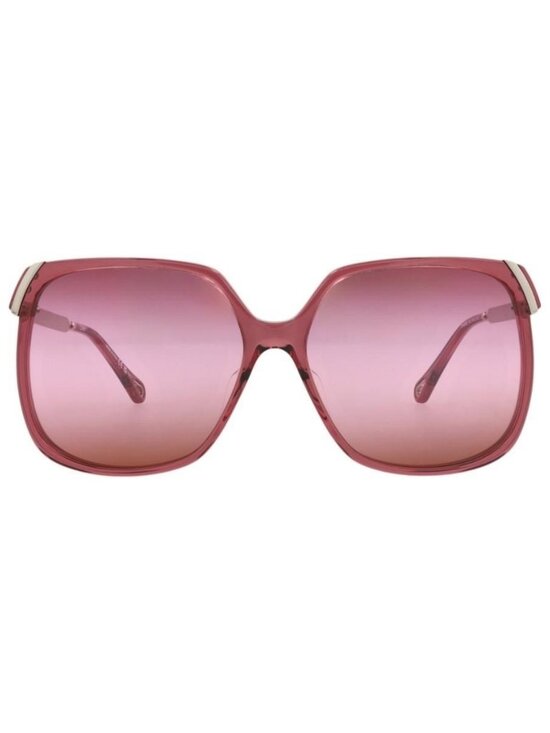 New Chloé Womens Square/Rectangle Burgundy Silver Red Fashion Designer Sunglasse